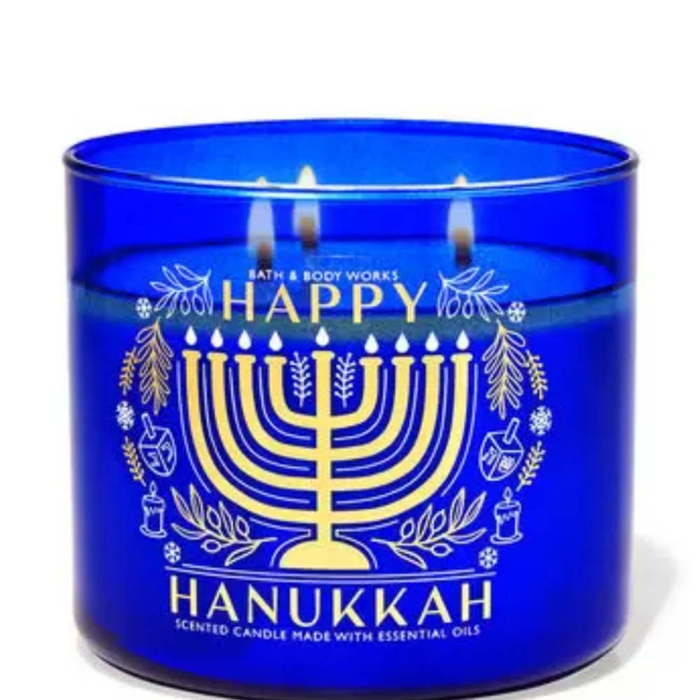 Happy Hanukkah 3-wick candle